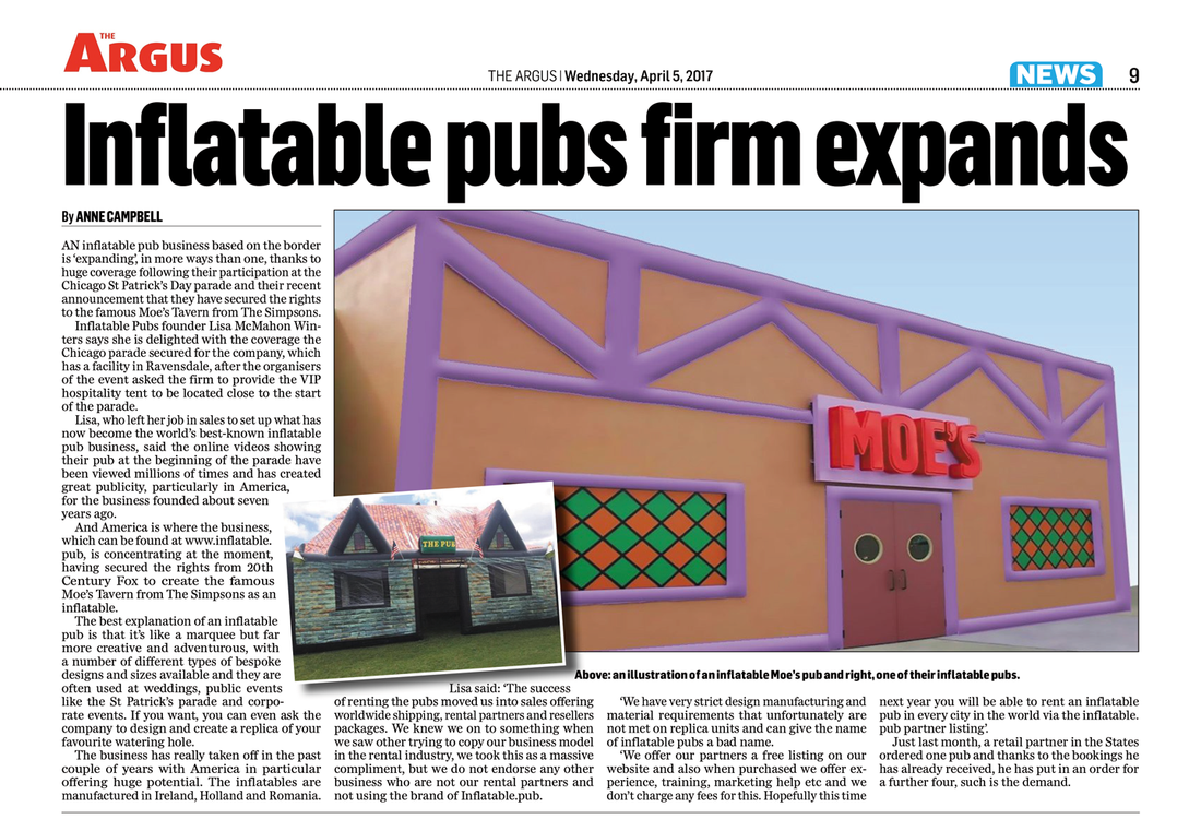Newspaper Article in The Argus: “Inflatable Pub firm expands”